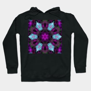 Mosaic Kaleidoscope Flower Purple and Blue Hoodie